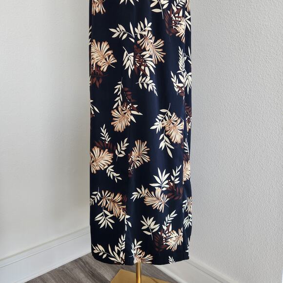 Vintage Studio I Black Brown Tropical Hawaiian Midi Dress 16 - Picture 7 of 10
